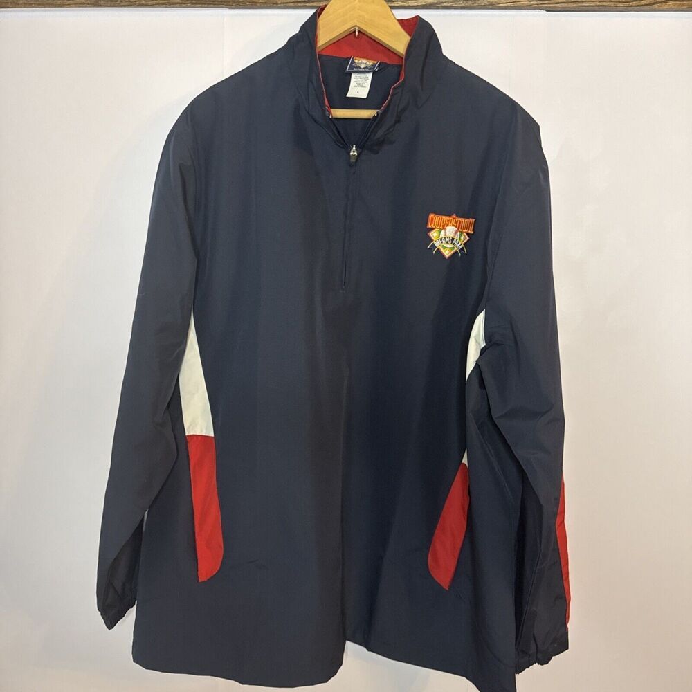 Cooperstown Mens Jacket Dreams Park Baseball Large Pullover 1/4‎ Zip Warm Up - Picture 2 of 9